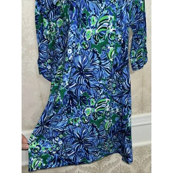 NWT Lilly Pulitzer Fairfax 3/4 Sleeve Abaco Blue Turtle Ave Dress Size M $118 - Picture 6 of 11